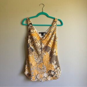 Linda AllardEllen Tracy Silk Yellow Floral Print Tank Top 6